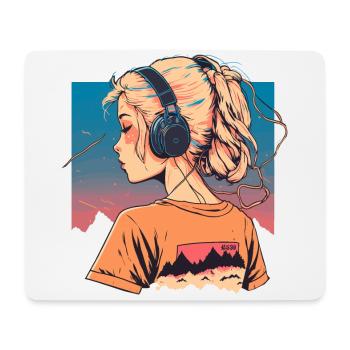 Vaporwave Anime Mädchen - Mousepad (Querformat) - Weiß - Vorne