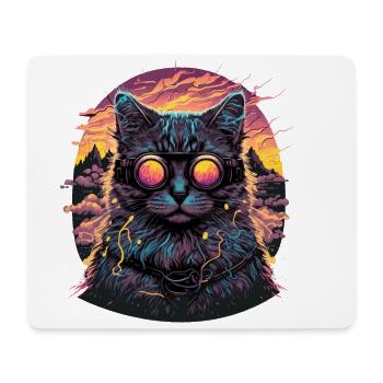 Illustration de chat Vaporwave - Tapis de souris (format paysage) - blanc - Devant