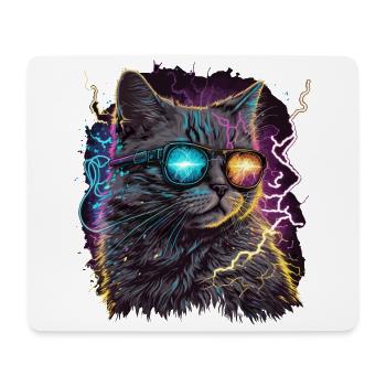 Vaperwave Thunder Storm Cat - Tapis de souris (format paysage) - blanc - Devant