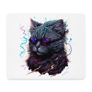 Chat futuriste - Tapis de souris (format paysage) - blanc - Devant