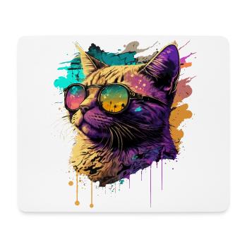 Cat with Neon Sunglasses - Mouse Pad (horizontal) - white - Front