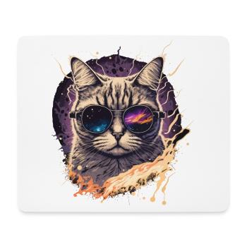 Vapowave Glitch Cat - Mouse Pad (horizontal) - white - Front