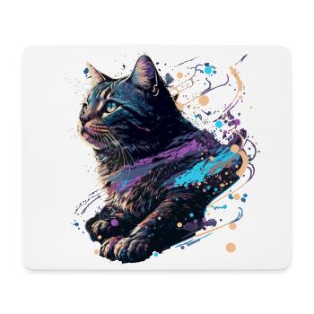 Œuvre d’art de chat - Tapis de souris (format paysage) - blanc - Devant