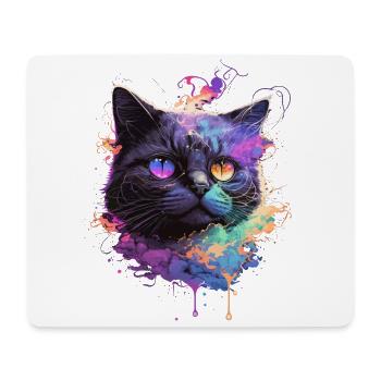 Illustration de chat coloré - Tapis de souris (format paysage) - blanc - Devant