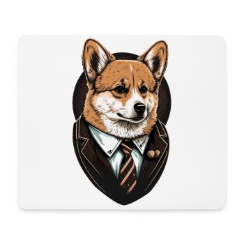 Brown Corgi Art in Suit - Mouse Pad (horizontal) - white - Front