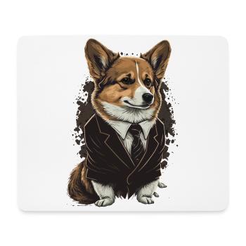 Brown Eyed vintage Corgi Dog Art - Mouse Pad (horizontal) - white - Front