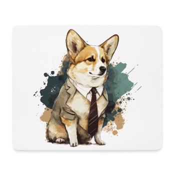 Corgi en costume blanc - Tapis de souris (format paysage) - blanc - Devant