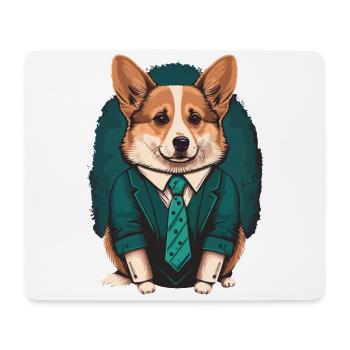 Corgi en costume vert - Tapis de souris (format paysage) - blanc - Devant