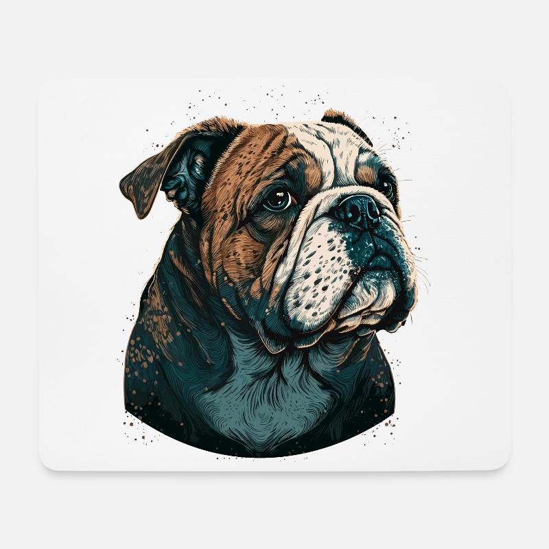 Entzückende Bulldogge - Mousepad (Querformat) - Weiß