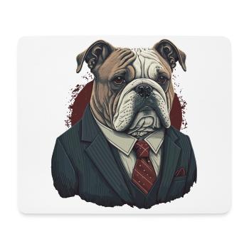 Professionell aussehende Bulldogge - Mousepad (Querformat) - Weiß - Vorne