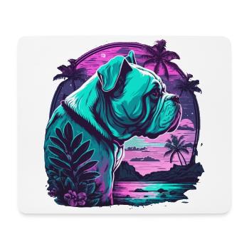 Vaporwave Bulldog Beach Fun - Mouse Pad (horizontal) - white - Front