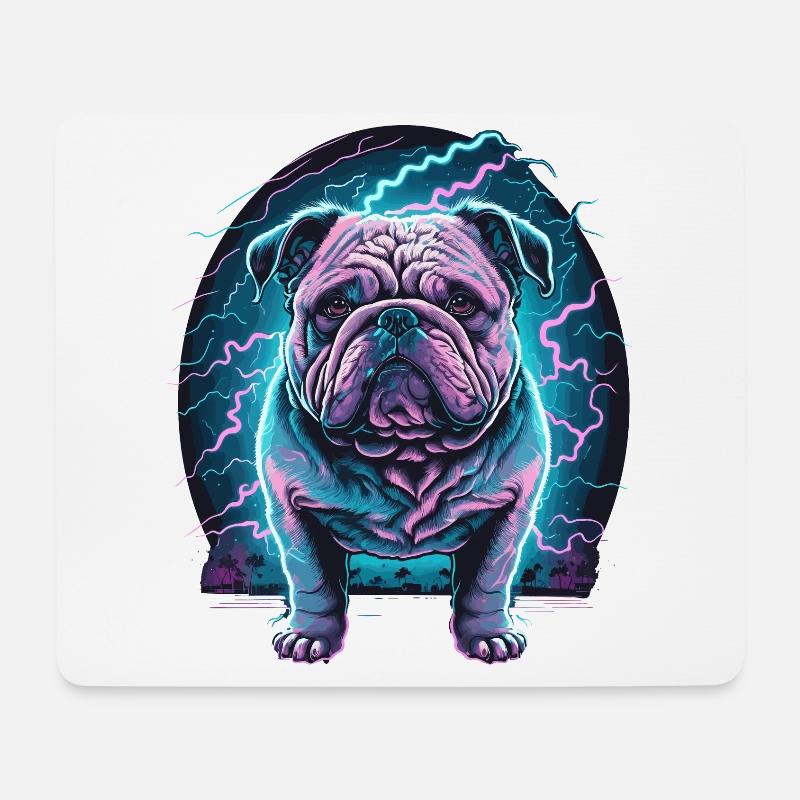 Glühende Bulldogge Dampfwelle - Mousepad (Querformat) - Weiß