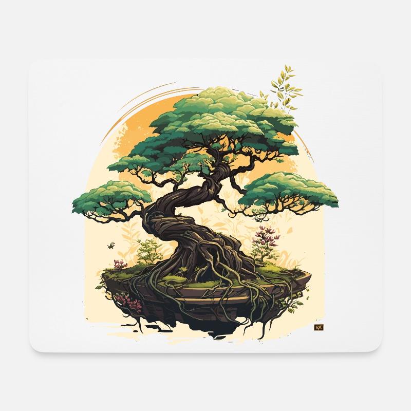 Bonsai Garten - Mousepad (Querformat) - Weiß