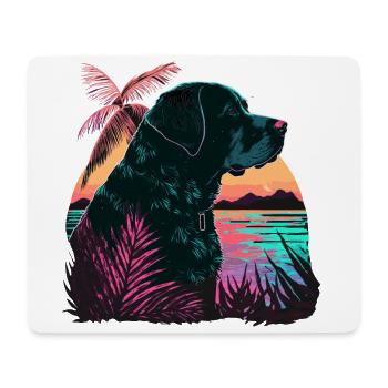 Schwarzer Labrador Retriever am Strand - Mousepad (Querformat) - Weiß - Vorne