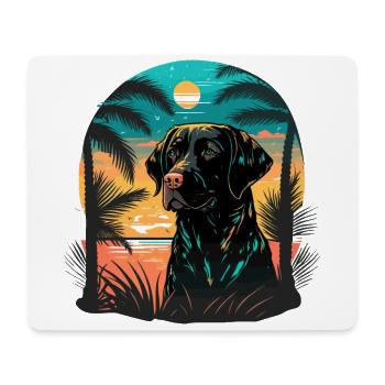Labrador Retriever Time on Beach Vaporwave - Mouse Pad (horizontal) - white - Front