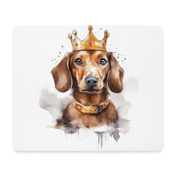 Dackel mit Krone - Mousepad (Querformat) - Weiß - Vorne