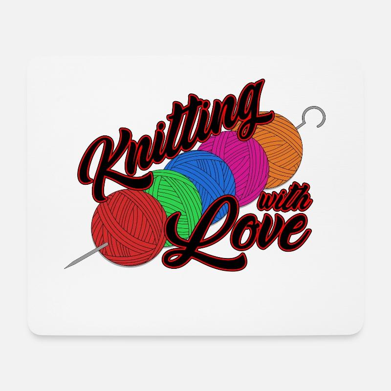 Funny knitting needle wool wool yarn crocheting - Mouse Pad (horizontal) - white