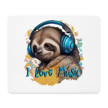 paresseux glacé « I love Music » avec des écouteurs - Tapis de souris (format paysage) - blanc - Devant