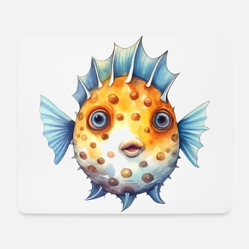 Blue Blowfish - Mouse Pad (horizontal) - white