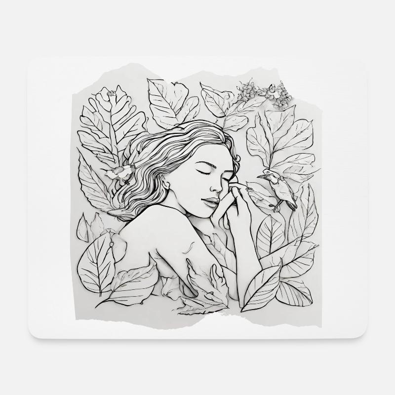 schlummernde junge Frau - Mousepad (Querformat) - Weiß
