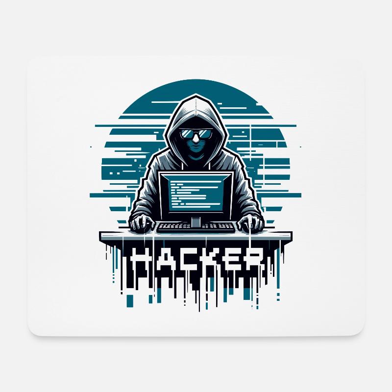 Hacker - Illustration - Mousepad (Querformat) - Weiß