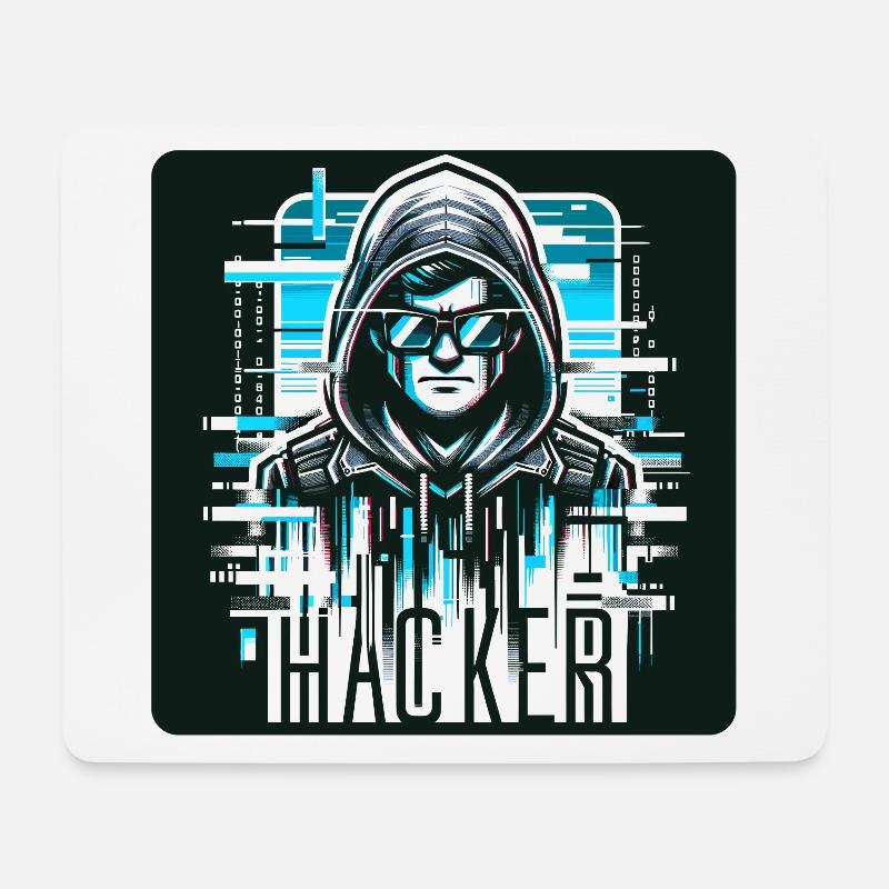 Hacker - Illustration - Mousepad (Querformat) - Weiß