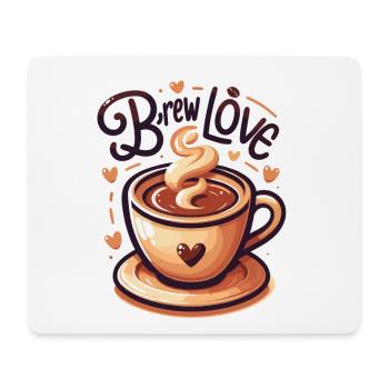 Brew Love - Kaffeetasse Illustration - Mousepad (Querformat) - Weiß - Vorne