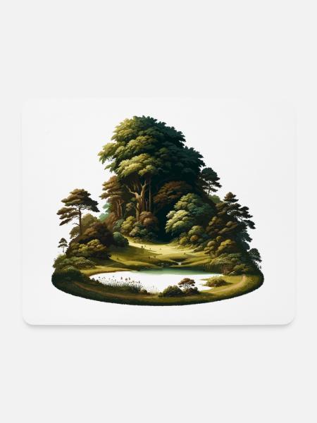 Landschaft - Illustration - Mousepad (Querformat) - Weiß