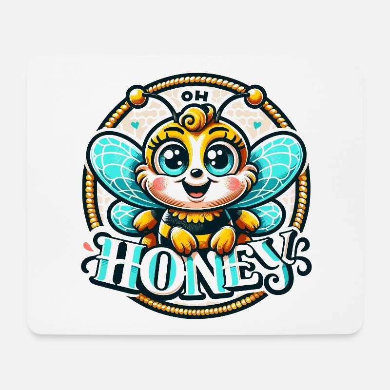 Oh Honey - Bienen Illustration - Mousepad (Querformat) - Weiß