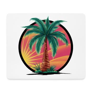 Tropical palm tree at sunset – holiday motif - Mouse Pad (horizontal) - white - Front