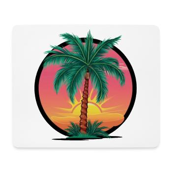 Tropical palm tree at sunset – holiday motif - Mouse Pad (horizontal) - white - Front