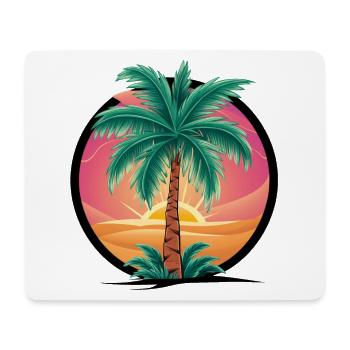 Tropical palm tree at sunset – holiday motif - Mouse Pad (horizontal) - white - Front