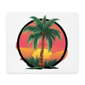 Tropical palm tree at sunset – holiday motif - Mouse Pad (horizontal) - white - Front