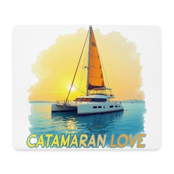 Catamaran Love, Sea, Sailing, Captain, Cat, Cat - Mouse Pad (horizontal) - white - Front