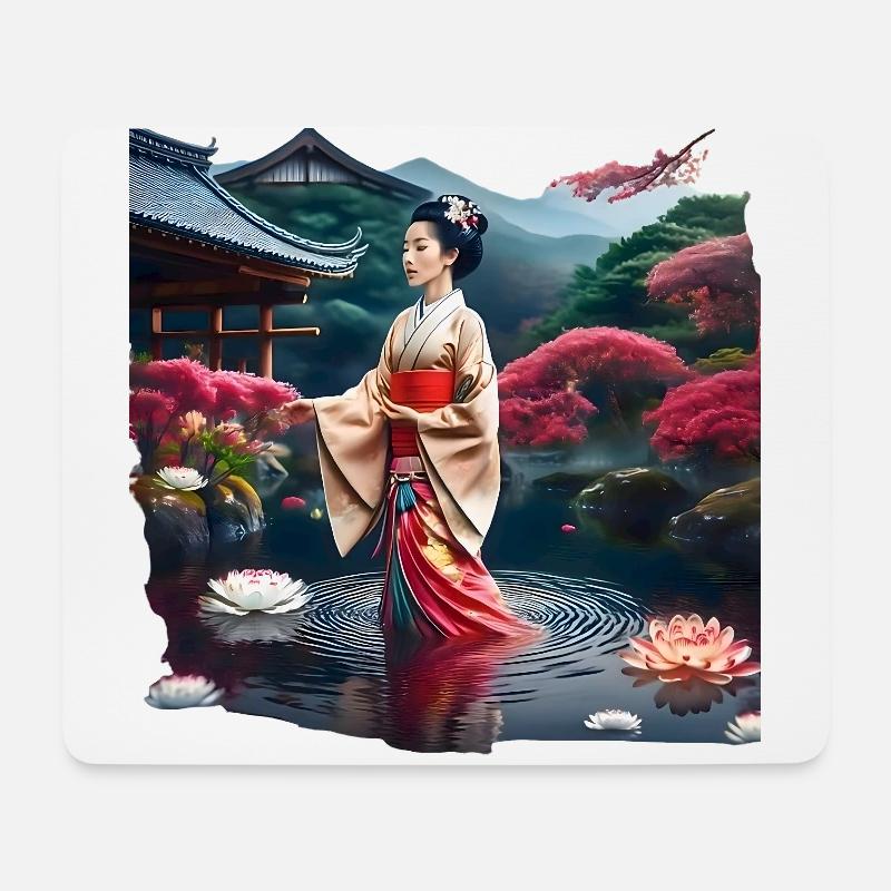 Japanische Dame - Mousepad (Querformat) - Weiß