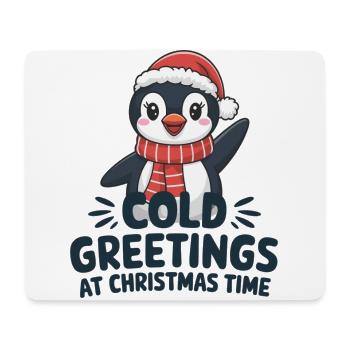 Kühle Grüße zur Weihnachtszeit – Pinguin - Mousepad (Querformat) - Weiß - Vorne