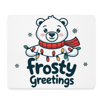 Frosty greetings – Polar bear with fairy lights - Mouse Pad (horizontal) - white - Front