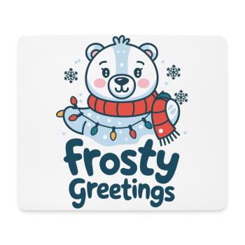 Frosty greetings – Polar bear with fairy lights - Mouse Pad (horizontal) - white - Front