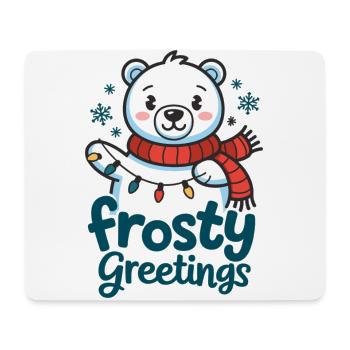 Frosty greetings – Polar bear with fairy lights - Mouse Pad (horizontal) - white - Front