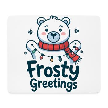 Frosty greetings – Polar bear with fairy lights - Mouse Pad (horizontal) - white - Front