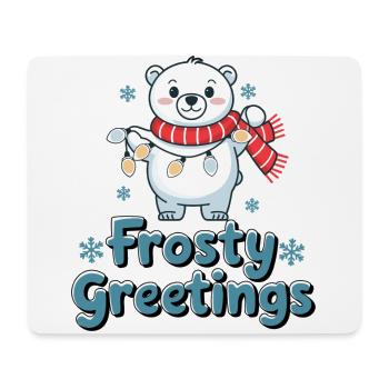 Frosty greetings – Polar bear with fairy lights - Mouse Pad (horizontal) - white - Front