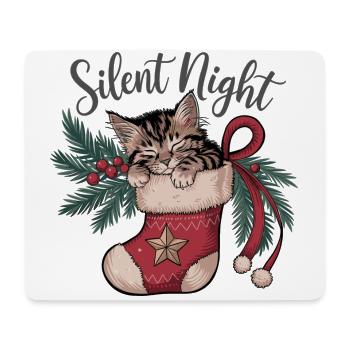 Douce nuit – Chaton en bas de Noël - Tapis de souris (format paysage) - blanc - Devant