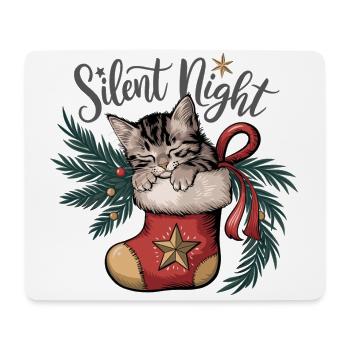 Douce nuit – Chaton en bas de Noël - Tapis de souris (format paysage) - blanc - Devant