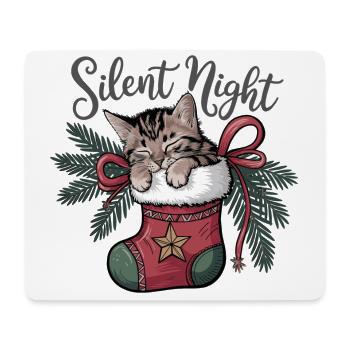 Douce nuit – Chaton en bas de Noël - Tapis de souris (format paysage) - blanc - Devant