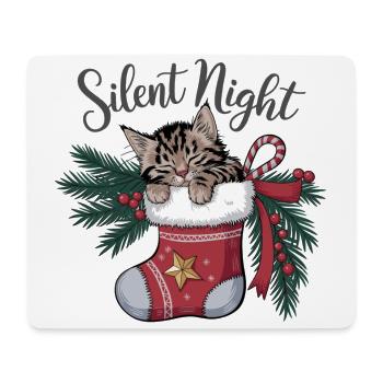 Douce nuit – Chaton en bas de Noël - Tapis de souris (format paysage) - blanc - Devant
