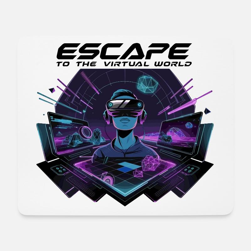Escape to the Virtual World – Future VR-Design - Mousepad (Querformat) - Weiß