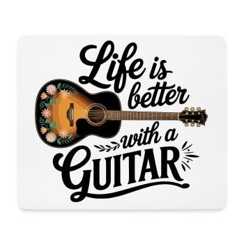 Life is Better with a Guitar – Akustikgitarre - Mousepad (Querformat) - Weiß - Vorne