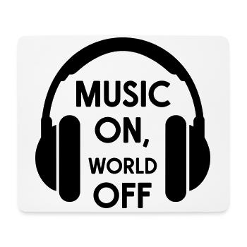 Music On, World Off – Casque minimaliste - Tapis de souris (format paysage) - blanc - Devant