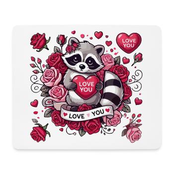 Niedliches Waschbär Valentinstag Design - Mousepad (Querformat) - Weiß - Vorne