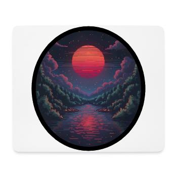 Coucher de soleil pixel sur l’eau - Tapis de souris (format paysage) - blanc - Devant
